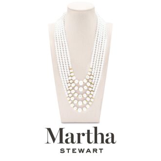 Martha Stewart Five Strand Pearl Necklace In Gold