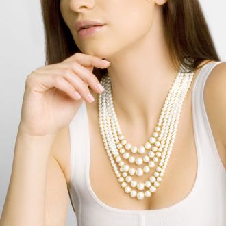 Martha Stewart Five Strand Pearl Necklace In Gold