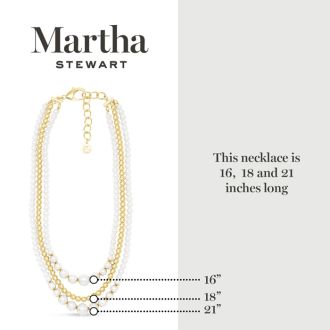 Martha Stewart Traditional Three Strand Pearl and Ball Necklace In Gold