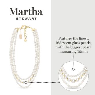 Martha Stewart Traditional Three Strand Pearl Necklace In Gold
