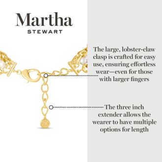 Martha Stewart Three Strand Pearl and Chain Necklace In Gold