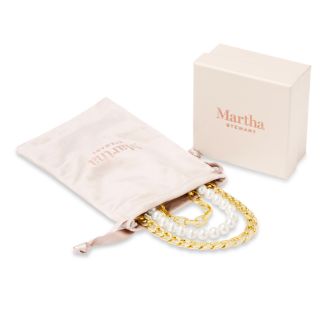 Martha Stewart Three Strand Pearl and Chain Necklace In Gold