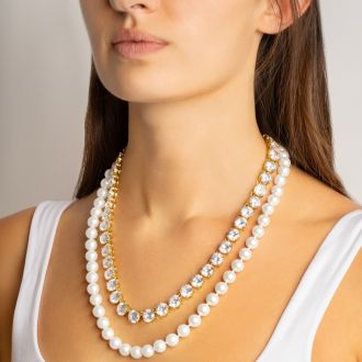 Martha Stewart Pearl and Crystal Necklace In Gold, 24 Inches