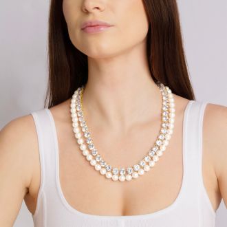 Martha Stewart Pearl and Crystal Necklace In Gold, 18 Inches