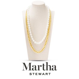 Martha Stewart Pearl and Curb Chain Necklace In Gold, 24 Inches