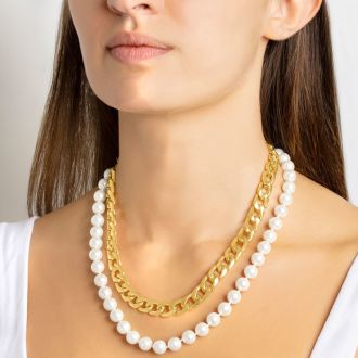Martha Stewart Pearl and Curb Chain Necklace In Gold, 16 Inches