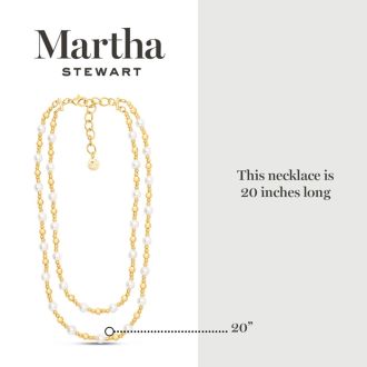 Martha Stewart Two Strand Pearl and Gold Ball Necklace, 20 Inches