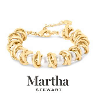 Martha Stewart Elegant Gold and Pearl Bracelet, 7 Inches