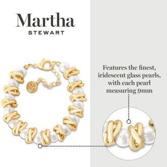 Martha Stewart Elegant Gold and Pearl Bracelet, 7 Inches