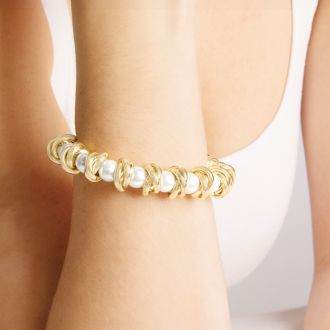 Martha Stewart Elegant Gold and Pearl Bracelet, 7 Inches