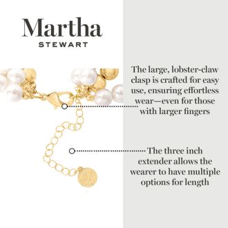 Martha Stewart Four Strand Pearl and Gold Ball Bracelet, 7 Inches