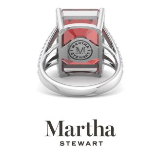 Martha Stewart 10 1/4 Carat Emerald Cut Garnet and Lab Grown Diamond Ring In Sterling Silver