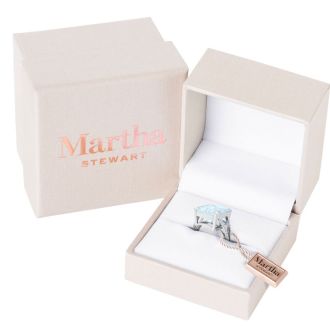 Martha Stewart 10 1/4 Carat Emerald Cut Aquamarine and Lab Grown Diamond Ring In Sterling Silver