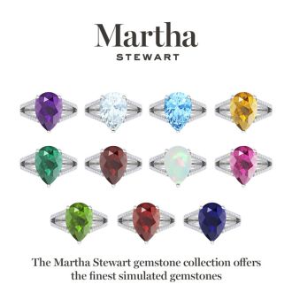 Martha Stewart 5 1/2 Carat Pear Shape Amethyst and Lab Grown Diamond Ring In Sterling Silver
