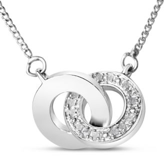 1/4 Carat Diamond Ring Necklace In Platinum Overlay, 18 Inches