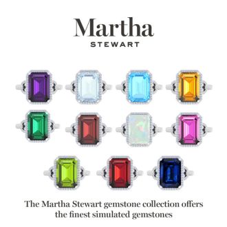 Martha Stewart 7 1/3 Carat Emerald Cut Citrine and Lab Grown Diamond Halo Ring In Sterling Silver