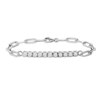 1 Carat Lab Grown Diamond Paperclip Link Bracelet In Sterling Silver, 7 Inches