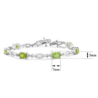 7 Carat Peridot and Diamond Bracelet In Platinum Overlay, 7 Inches 