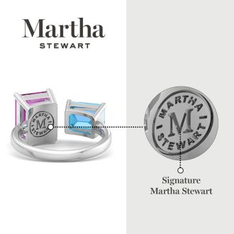 Martha Stewart 4 1/2 Carat Pink Sapphire and Blue Topaz Two Stone Ring In Sterling Silver