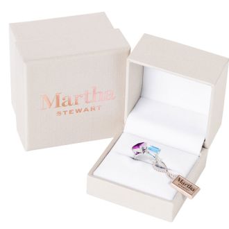 Martha Stewart 4 1/2 Carat Pink Sapphire and Blue Topaz Two Stone Ring In Sterling Silver