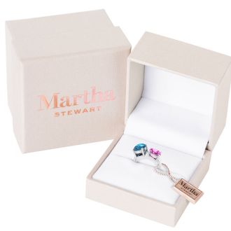 Martha Stewart 3 3/4 Carat Blue Topaz and Pink Sapphire Two Stone Ring In Sterling Silver