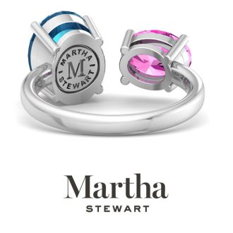 Martha Stewart 3 3/4 Carat Blue Topaz and Pink Sapphire Two Stone Ring In Sterling Silver