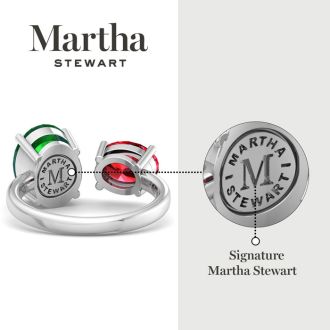 Martha Stewart 3 3/4 Carat Emerald and Ruby Two Stone Ring In Sterling Silver