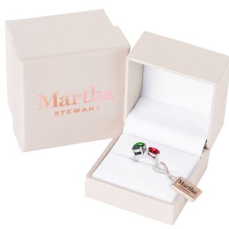 Martha Stewart 3 3/4 Carat Emerald and Ruby Two Stone Ring In Sterling Silver