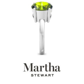Martha Stewart 3 3/4 Carat Peridot and Pink Sapphire Two Stone Ring In Sterling Silver