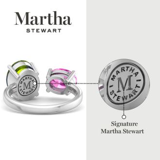 Martha Stewart 3 3/4 Carat Peridot and Pink Sapphire Two Stone Ring In Sterling Silver