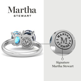 Martha Stewart 2 3/4 Carat Sapphire and Blue Topaz Two Stone Ring In Sterling Silver