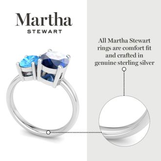 Martha Stewart 2 3/4 Carat Sapphire and Blue Topaz Two Stone Ring In Sterling Silver