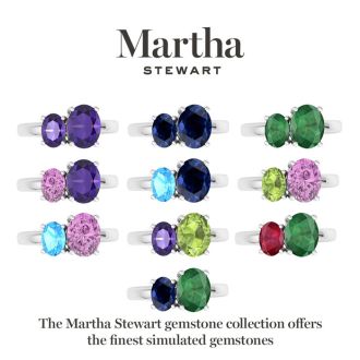 Martha Stewart 2 3/4 Carat Sapphire and Blue Topaz Two Stone Ring In Sterling Silver