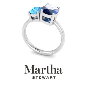 Martha Stewart 2 3/4 Carat Sapphire and Blue Topaz Two Stone Ring In Sterling Silver