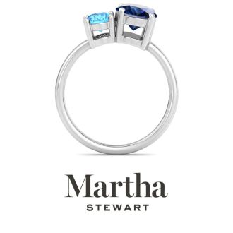 Martha Stewart 2 3/4 Carat Sapphire and Blue Topaz Two Stone Ring In Sterling Silver