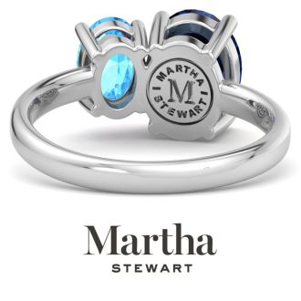 Martha Stewart 2 3/4 Carat Sapphire and Blue Topaz Two Stone Ring In Sterling Silver