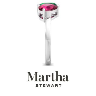 Martha Stewart 2 Carat Ruby and Emerald Two Stone Ring In Sterling Silver