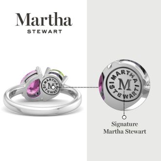 Martha Stewart 2 Carat Peridot and Pink Sapphire Two Stone Ring In Sterling Silver