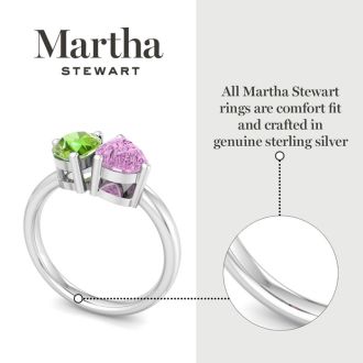 Martha Stewart 2 Carat Peridot and Pink Sapphire Two Stone Ring In Sterling Silver