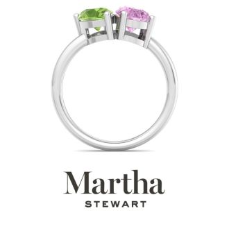 Martha Stewart 2 Carat Peridot and Pink Sapphire Two Stone Ring In Sterling Silver