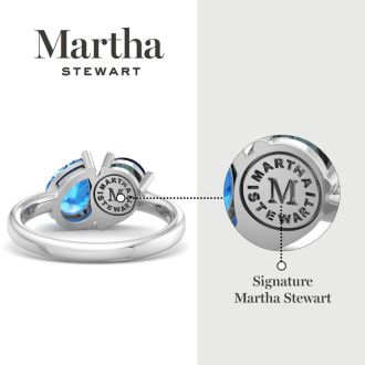 Martha Stewart 2 Carat Sapphire and Blue Topaz Two Stone Ring In Sterling Silver