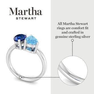 Martha Stewart 2 Carat Sapphire and Blue Topaz Two Stone Ring In Sterling Silver