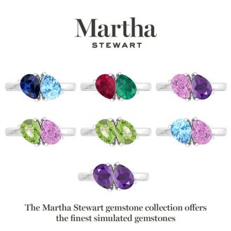 Martha Stewart 2 Carat Sapphire and Blue Topaz Two Stone Ring In Sterling Silver