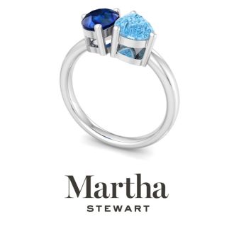 Martha Stewart 2 Carat Sapphire and Blue Topaz Two Stone Ring In Sterling Silver