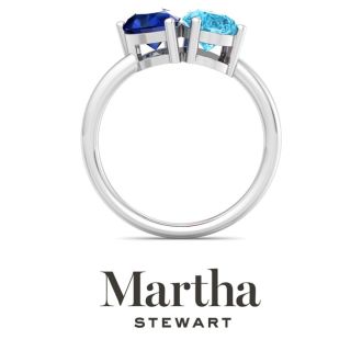 Martha Stewart 2 Carat Sapphire and Blue Topaz Two Stone Ring In Sterling Silver