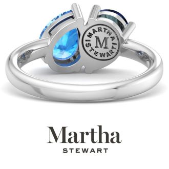 Martha Stewart 2 Carat Sapphire and Blue Topaz Two Stone Ring In Sterling Silver