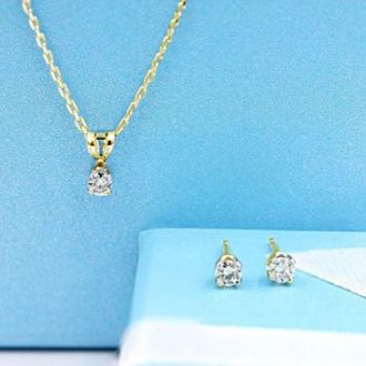 1/2 Carat Lab-Grown Diamond Earrings & Necklace Set Crafter In Gold
