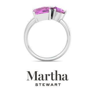 Martha Stewart 3 3/4 Carat Pink Sapphire Three Stone Cluster Ring In Sterling Silver