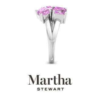 Martha Stewart 3 3/4 Carat Pink Sapphire Three Stone Cluster Ring In Sterling Silver