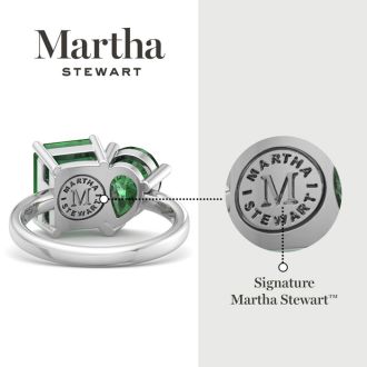 Martha Stewart 4 3/4 Carat Emerald Two Stone Ring In Sterling Silver